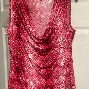 Calvin Klein Red and White Sleeveless Blouse